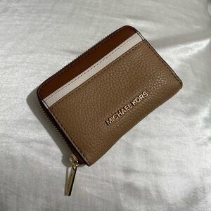 Michael Kors Tan and White Leather Wallet